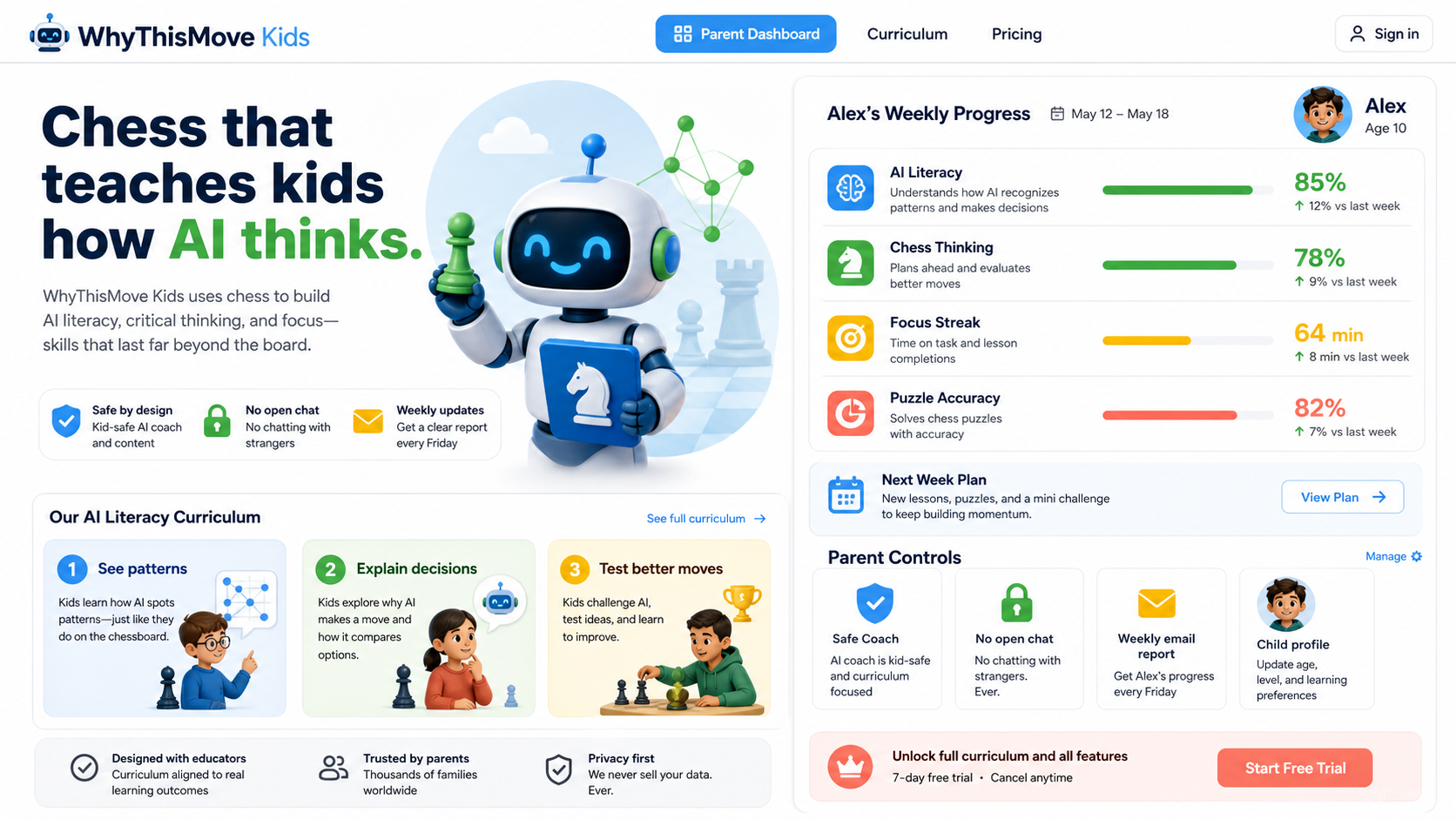 WhyThisMove Kids parent dashboard concept